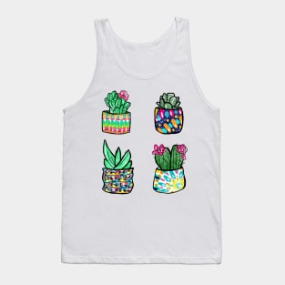 Colorful Cactus and Succulent Illustration Tank Top